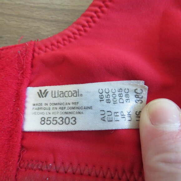 WACOAL Back Appeal Mesh Bra in Barbados Cherry Retro Pinup - Size 38C - Picture 13 of 13